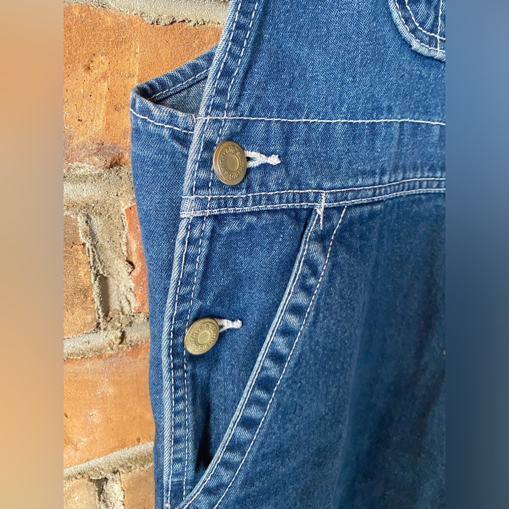 VINTAGE BIG SMITH denim overalls straight leg dark jean cotton size XS/small - Picture 4 of 8